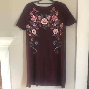 Burgundy/ plum embroidered dress